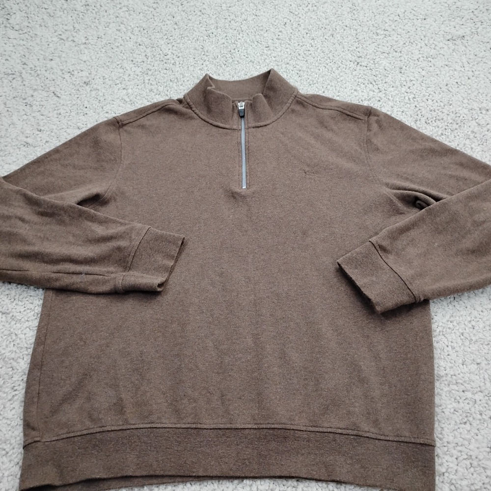Southern Tide Sweater Mens Large Brown 1/4 Zip Golf Cotton Preppy Outdoor Fish A